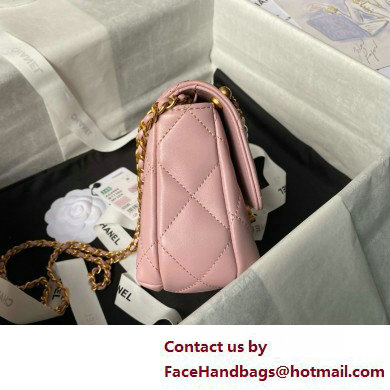 CHANEL Shiny Lambskin, Imitation Pearls  &  Gold-Tone Metal Mini Flap Bag AS4986 pink 2025